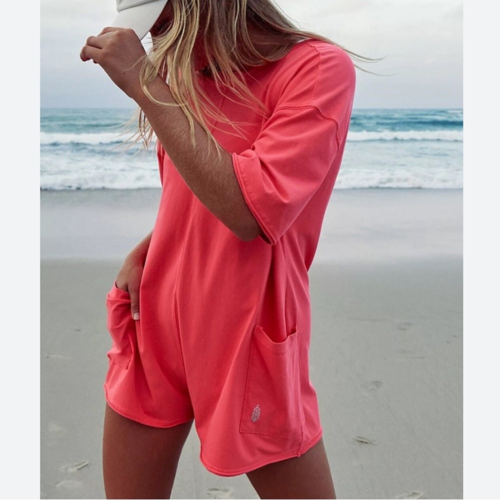 Free People Movement Hot Shot Tee Romper Size M